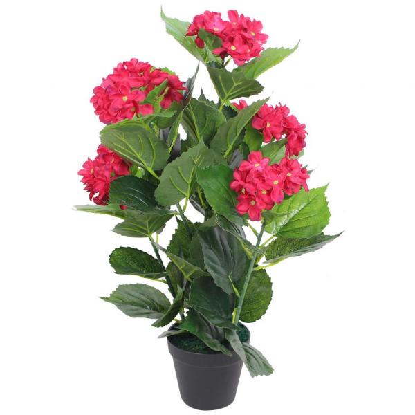 ARDEBO.de - Künstliche Hortensie mit Topf 60 cm Rot