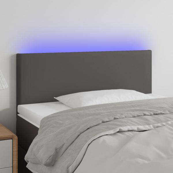 ARDEBO.de - LED Kopfteil Grau 80x5x78/88 cm Kunstleder