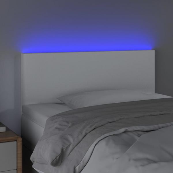 LED Kopfteil Weiß 100x5x78/88 cm Kunstleder