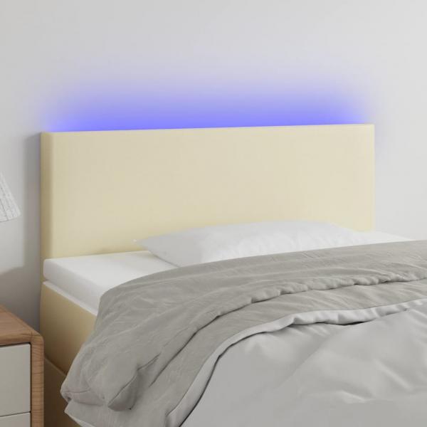 ARDEBO.de - LED Kopfteil Creme 100x5x78/88 cm Kunstleder