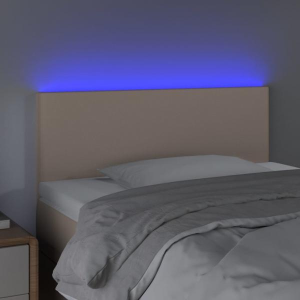 LED Kopfteil Cappuccino-Braun 100x5x78/88 cm Kunstleder