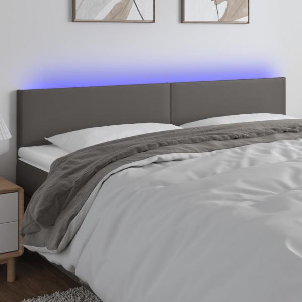 ARDEBO.de - LED Kopfteil Grau 180x5x78/88 cm Kunstleder