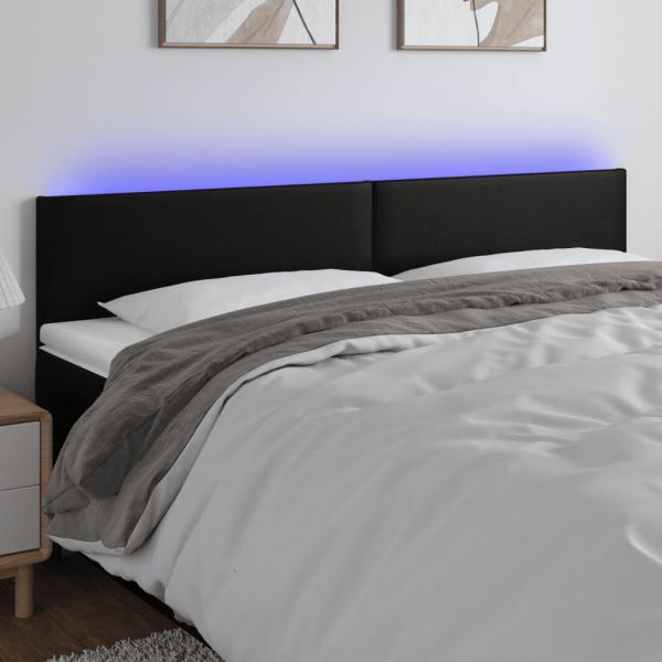 ARDEBO.de - LED Kopfteil Schwarz 200x5x78/88 cm Kunstleder