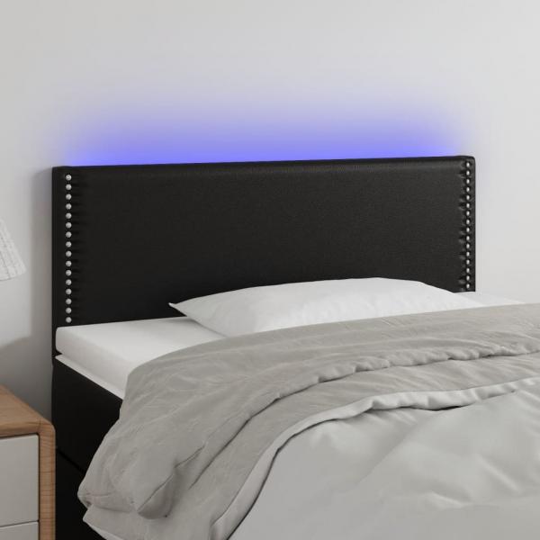 ARDEBO.de - LED Kopfteil Schwarz 90x5x78/88 cm Kunstleder