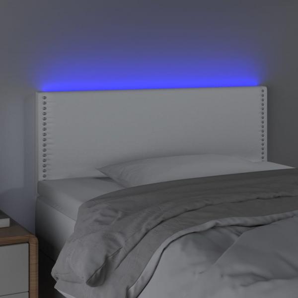 LED Kopfteil Weiß 100x5x78/88 cm Kunstleder