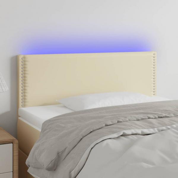 ARDEBO.de - LED Kopfteil Creme 100x5x78/88 cm Kunstleder