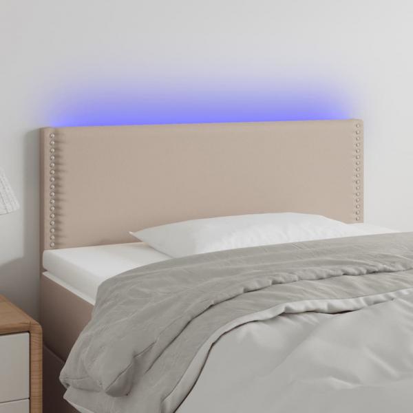 ARDEBO.de - LED Kopfteil Cappuccino-Braun 100x5x78/88 cm Kunstleder