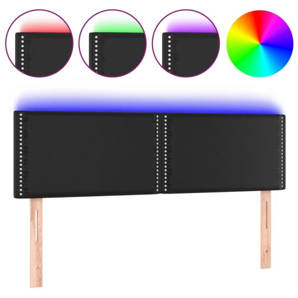 LED Kopfteil Schwarz 144x5x78/88 cm Kunstleder