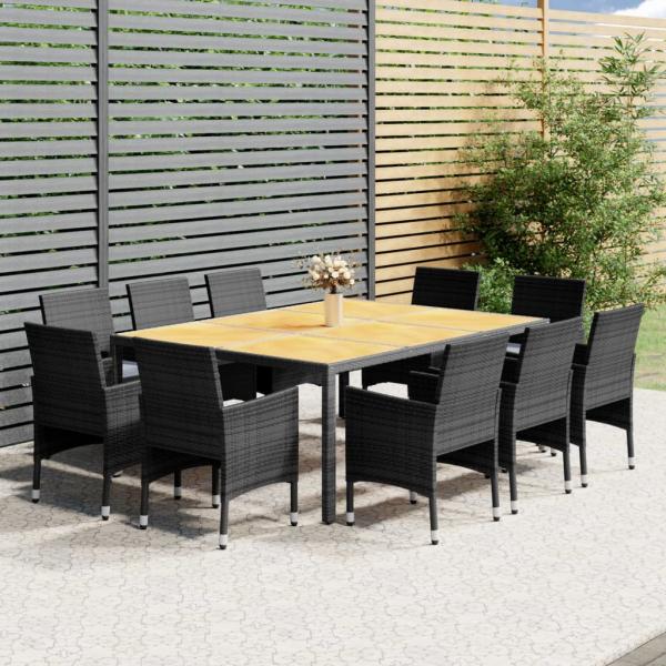 ARDEBO.de - 11-tlg. Garten-Essgruppe Poly Rattan Grau