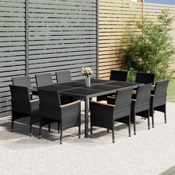 ARDEBO.de - 11-tlg. Garten-Essgruppe Poly Rattan Grau