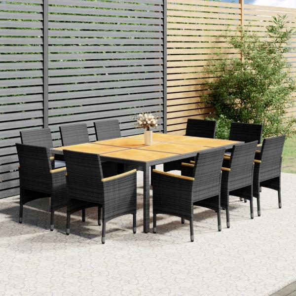 ARDEBO.de - 11-tlg. Garten-Essgruppe Poly Rattan Grau