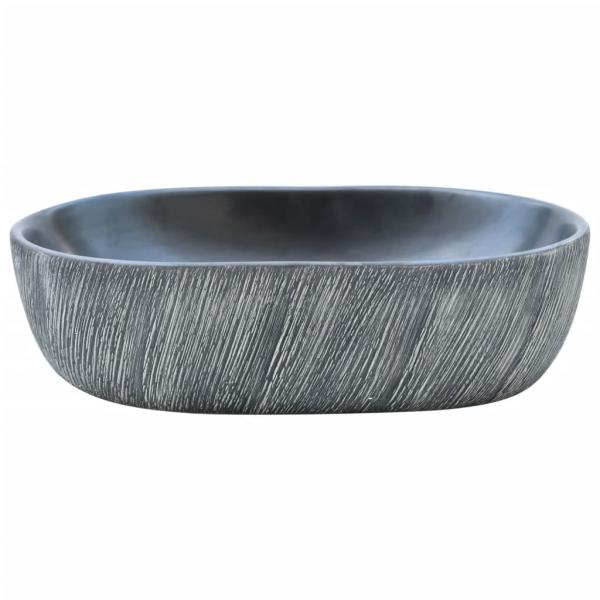 Aufsatzwaschbecken Schwarz und Grau Oval 47x33x13 cm Keramik