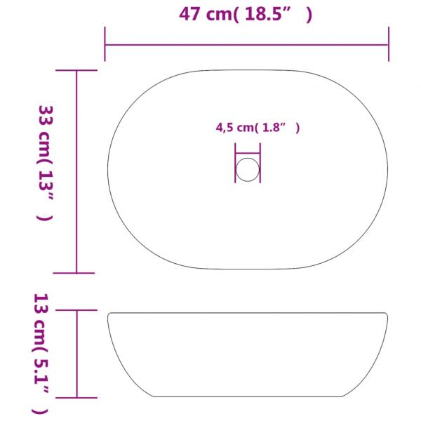 Aufsatzwaschbecken Schwarz und Blau Oval 47x33x13 cm Keramik