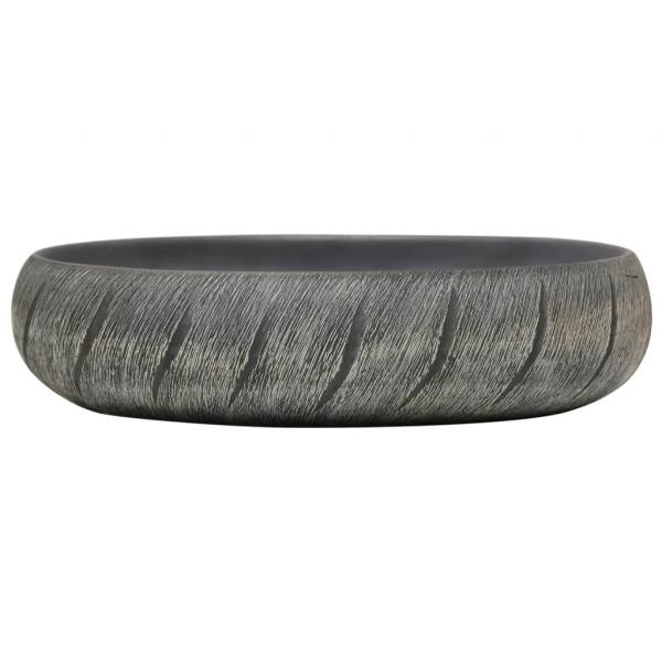 Aufsatzwaschbecken Schwarz und Grau Oval 59x40x15 cm Keramik