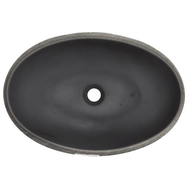 Aufsatzwaschbecken Schwarz und Grau Oval 59x40x15 cm Keramik