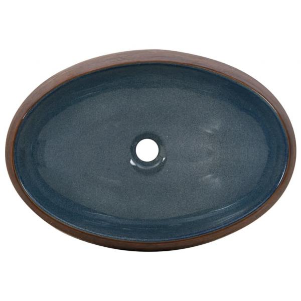 Aufsatzwaschbecken Braun und Blau Oval 59x40x15 cm Keramik