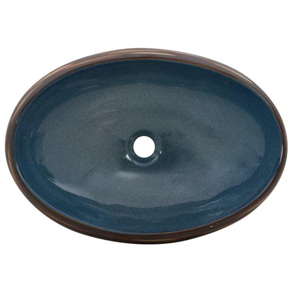 Aufsatzwaschbecken Braun und Blau Oval 59x40x15 cm Keramik