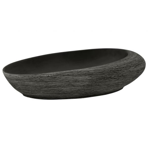 Aufsatzwaschbecken Grau und Schwarz Oval 59x40x14 cm Keramik