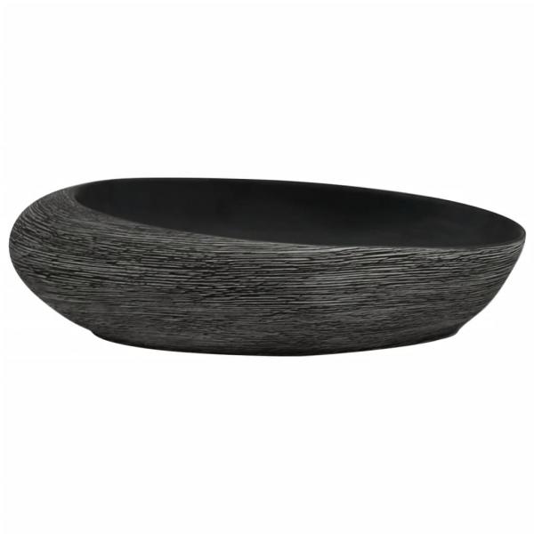 Aufsatzwaschbecken Grau und Schwarz Oval 59x40x14 cm Keramik