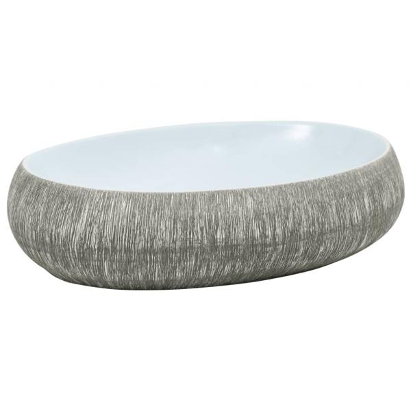 Aufsatzwaschbecken Grau und Blau Oval 59x40x15 cm Keramik