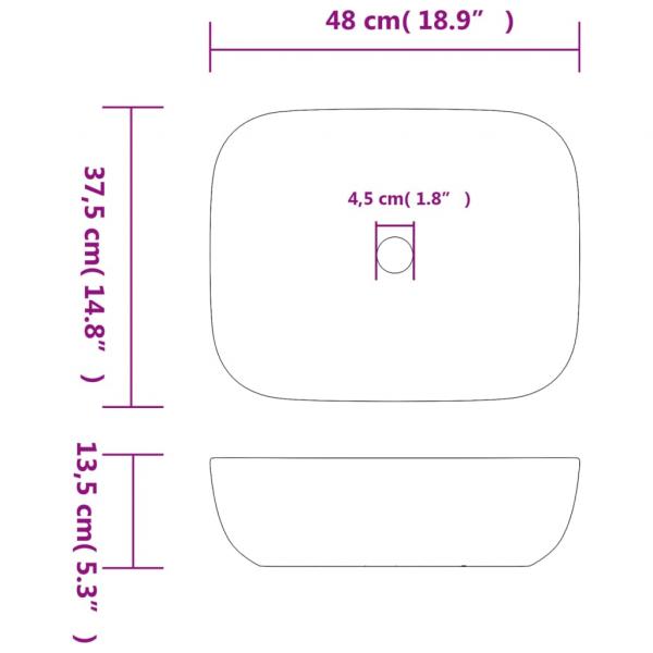 Aufsatzwaschbecken Grau Schwarz Rechteck 48x37,5x13,5cm Keramik