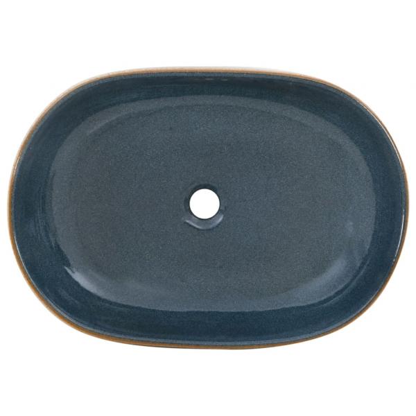 Aufsatzwaschbecken Sandfarben Blau Oval 59x40x14 cm Keramik