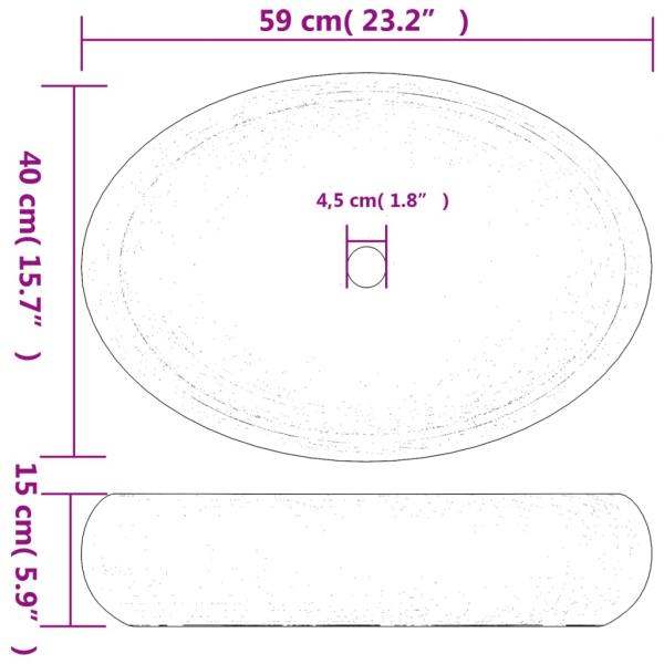 Aufsatzwaschbecken Schwarz Oval 59x40x15 cm Keramik