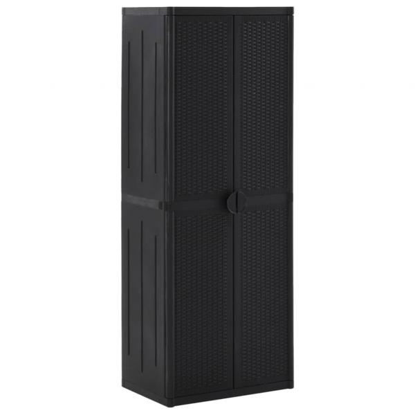 ARDEBO.de - Gartenschrank Schwarz 65x45x172 cm PP Rattan