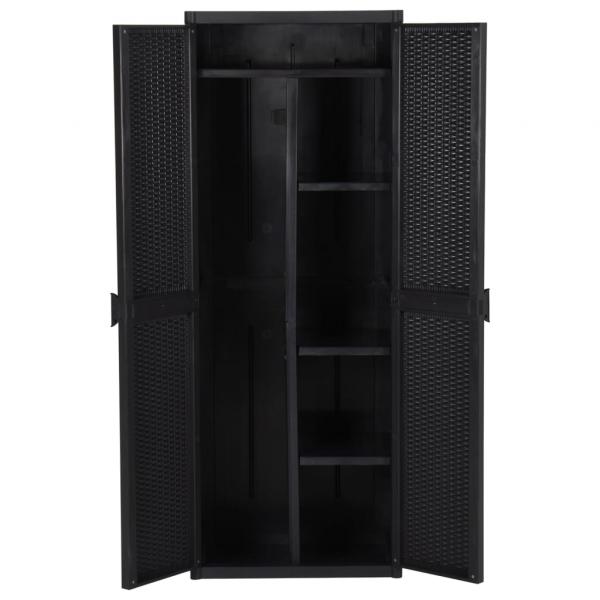 Gartenschrank Schwarz 65x45x172 cm PP Rattan