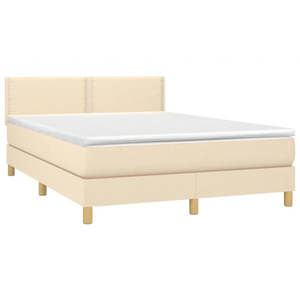 Boxspringbett mit Matratze Creme 140x190 cm Stoff