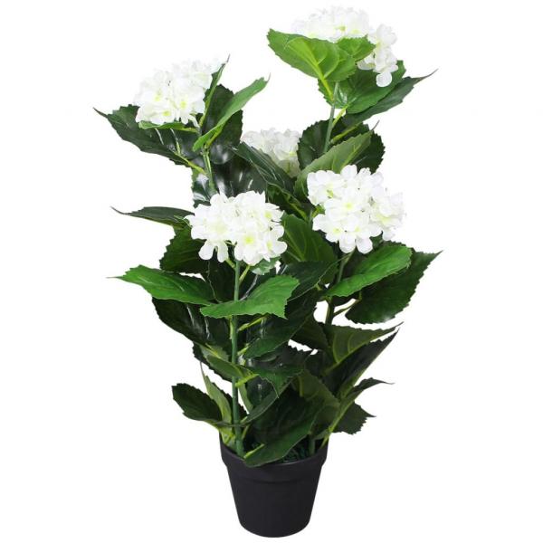 ARDEBO.de - Künstliche Hortensie mit Topf 60 cm Weiß