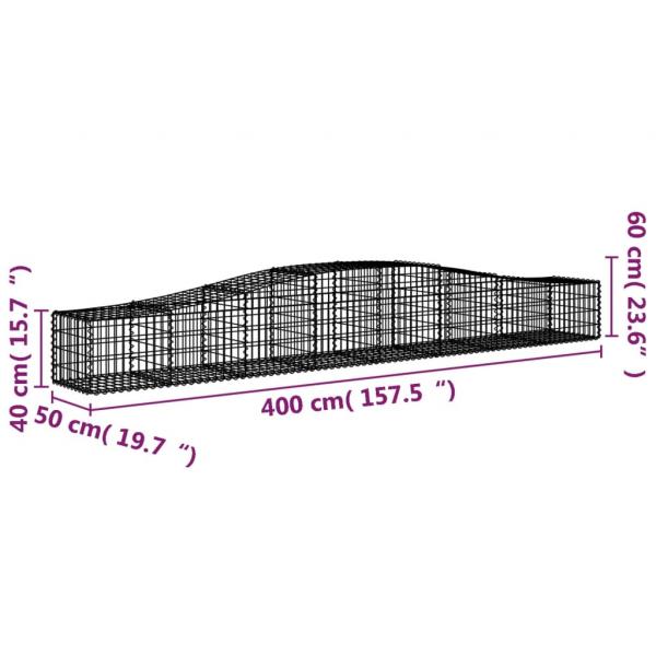 Gabionen mit Hochbogen 25 Stk. 400x50x40/60cm Verzinktes Eisen