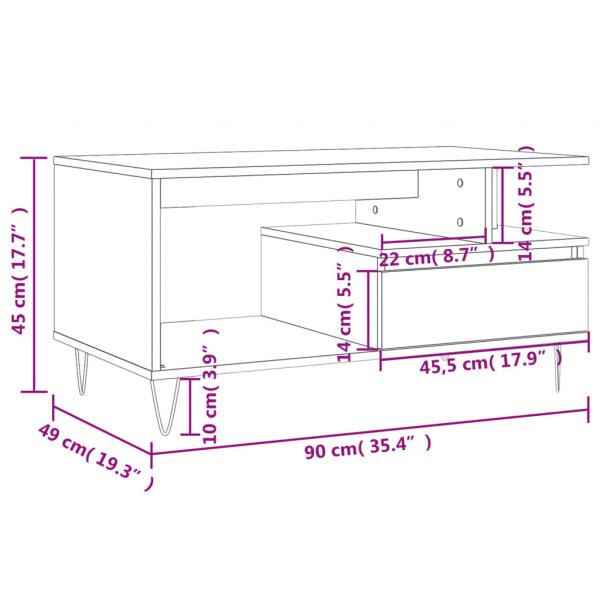 Couchtisch Schwarz 90x49x45 cm Holzwerkstoff