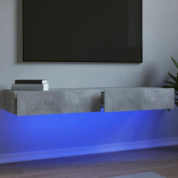 ARDEBO.de - TV-Schränke mit LED-Leuchten 2 Stk. Betongrau 60x35x15,5 cm