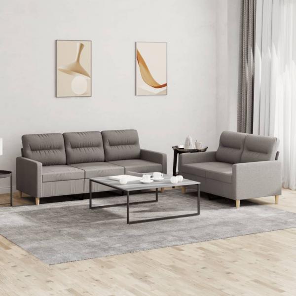 ARDEBO.de - 2-tlg. Sofagarnitur mit Kissen Taupe Stoff