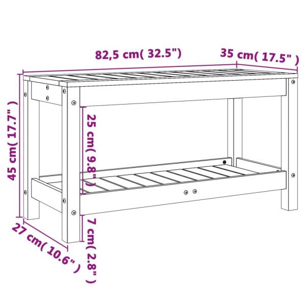 Gartenbank Schwarz 82,5x35x45 cm Massivholz Kiefer