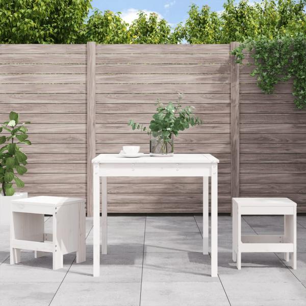 ARDEBO.de - 3-tlg. Garten-Bistro-Set Weiß Massivholz Kiefer