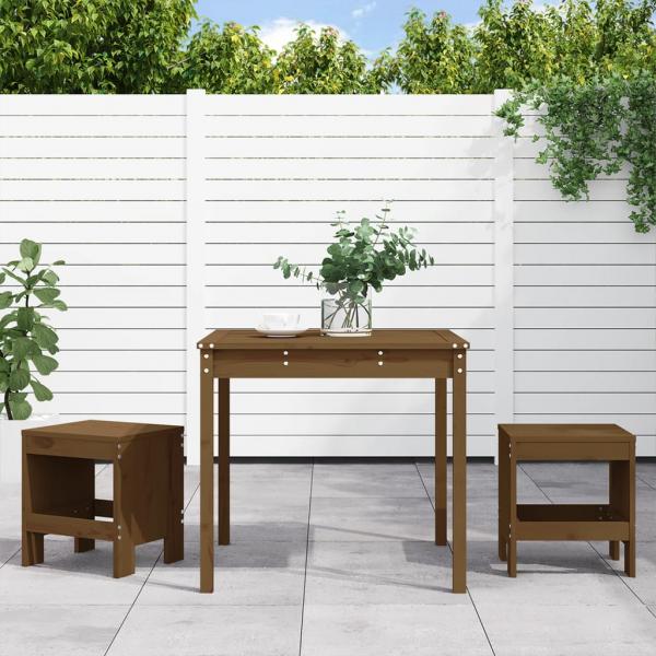 ARDEBO.de - 3-tlg. Garten-Bistro-Set Honigbraun Massivholz Kiefer