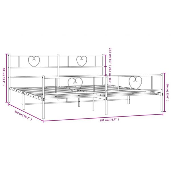 Bettgestell mit Kopf- und Fußteil Metall Schwarz 183x213 cm