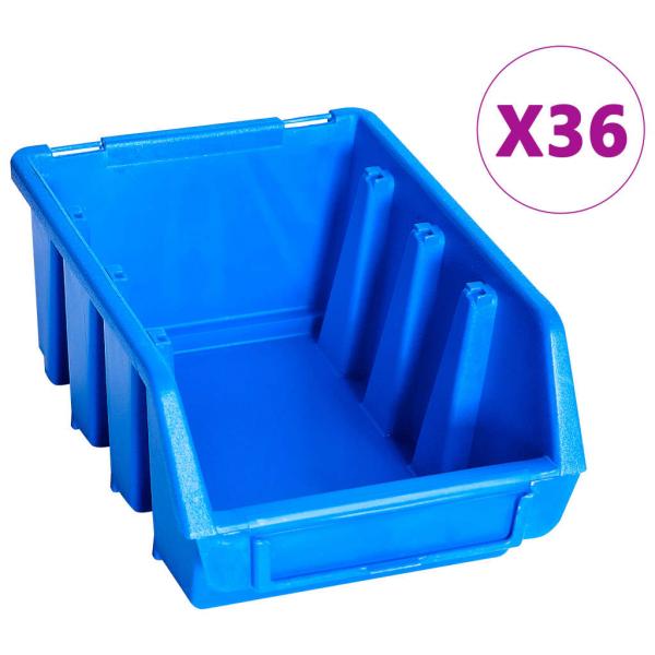 96-tlg. Behälter-Set für Kleinteile mit Wandplatten Blau