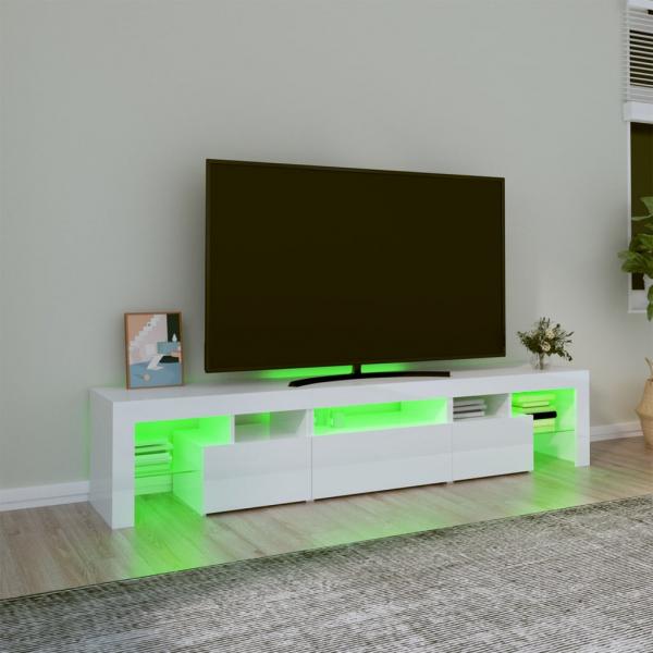 TV-Schrank mit LED-Leuchten Hochglanz-Weiß 200x36,5x40 cm