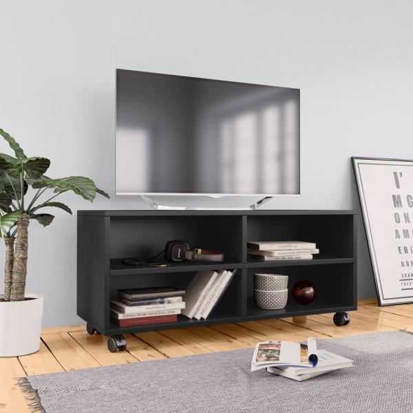 ARDEBO.de - TV-Schrank mit Rollen Schwarz 90x35x35 cm Holzwerkstoff