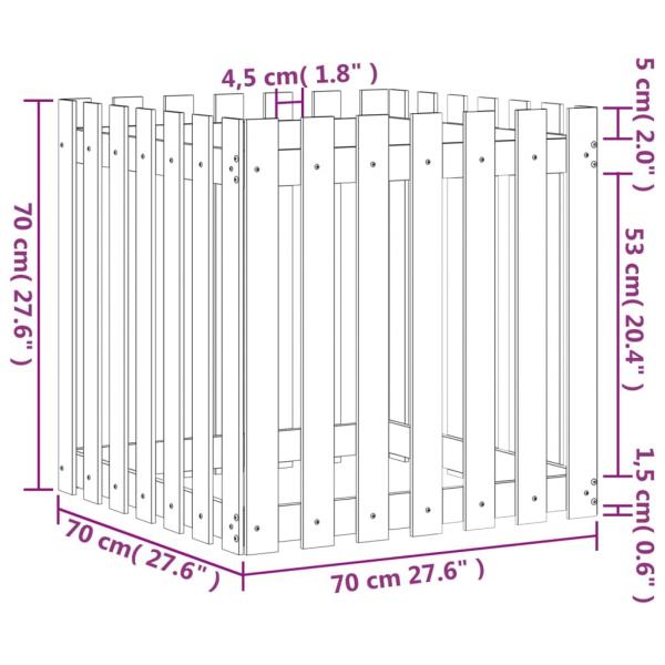 Pflanzkübel Lattenzaun-Design Schwarz 70x70x70 cm Kiefernholz