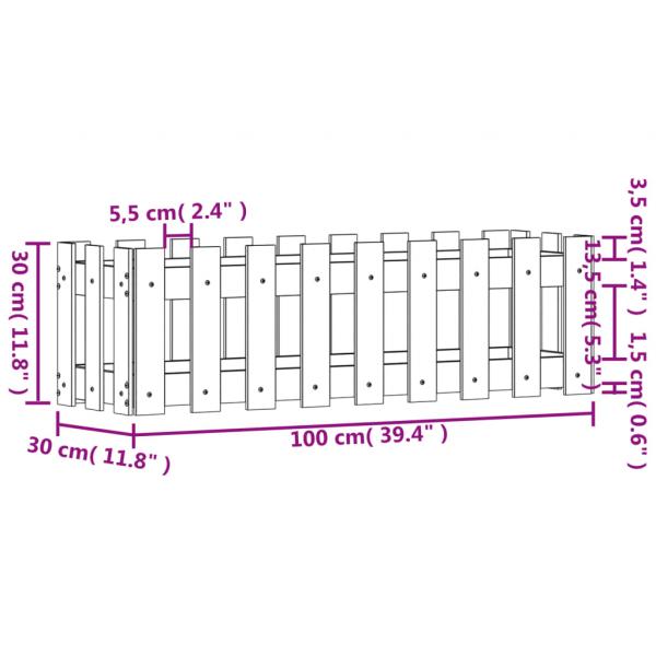 Hochbeet Lattenzaun-Design 100x30x30 cm Massivholz Douglasie