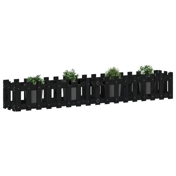 Hochbeet Latten-Design Schwarz 200x30x30 cm Massivholz Kiefer