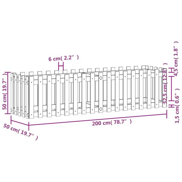 Hochbeet Lattenzaun-Design 200x50x50 cm Massivholz Douglasie