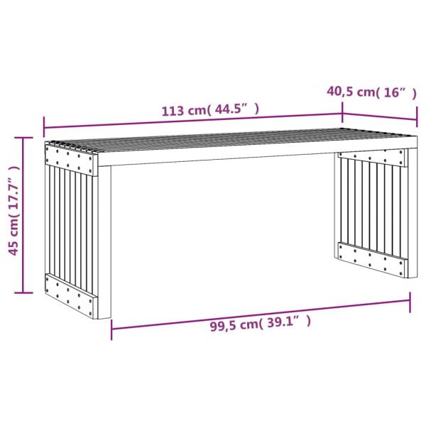 Gartenbank Ausziehbar Weiß 212,5x40,5x45 cm Massivholz Kiefer