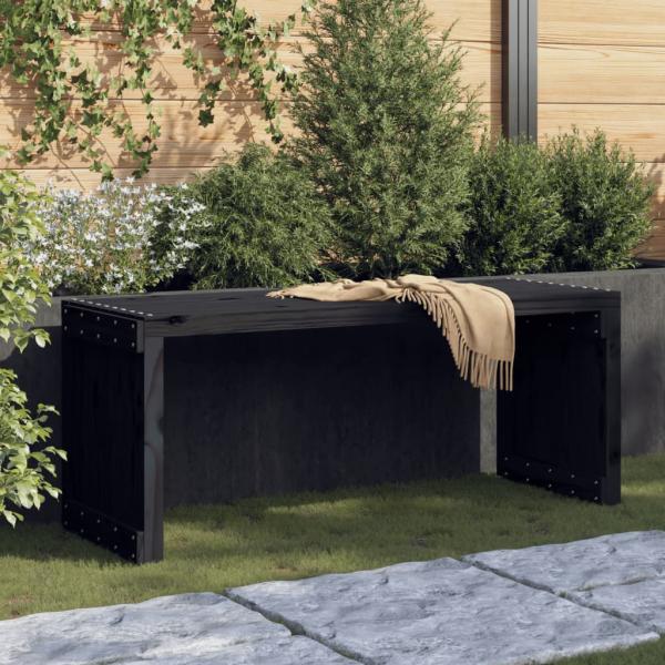 ARDEBO.de - Gartenbank Ausziehbar Schwarz 212,5x40,5x45cm Massivholz Kiefer