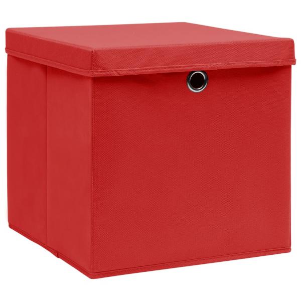 Aufbewahrungsboxen mit Deckeln 10 Stk. 28x28x28 cm Rot