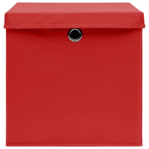 Aufbewahrungsboxen mit Deckeln 10 Stk. 28x28x28 cm Rot